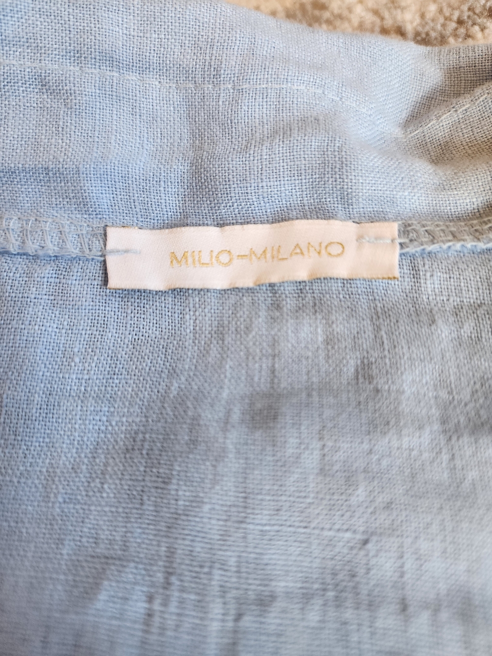 Milio Milano 100% Linen Front Tie Button Shirt Cottagecore, Blue S/M Vacation - Picture 14 of 14